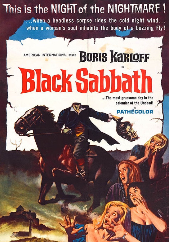 A capa em inglês do filme 'Black Sabbath', de 1963