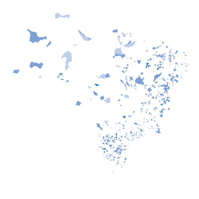 Mapa coroplético de prefeituras conquistadas pelo PSD