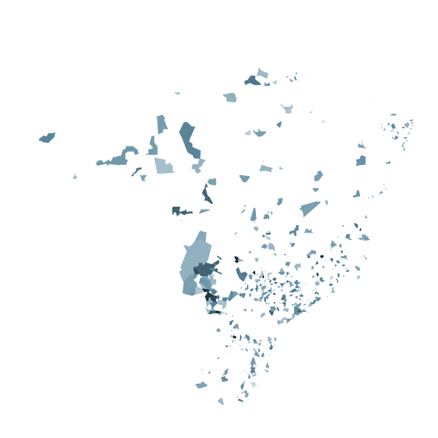 Mapa coroplético de prefeituras conquistadas pelo PSDB