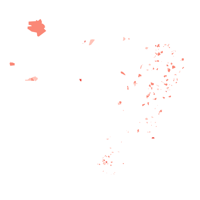 Mapa coroplético de prefeituras conquistadas pelo PT